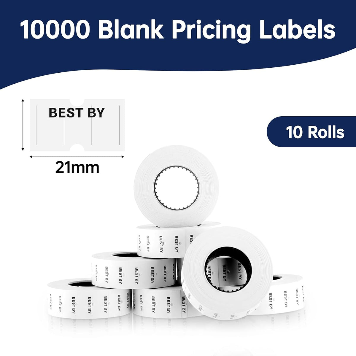 10 Rolls Best by Labels for Price Gun Expiration Date Pantry Labels Bulk 10, 000 Blank Price and Date Gun Label for Containers, Kitchen Stickers for Food Freshness