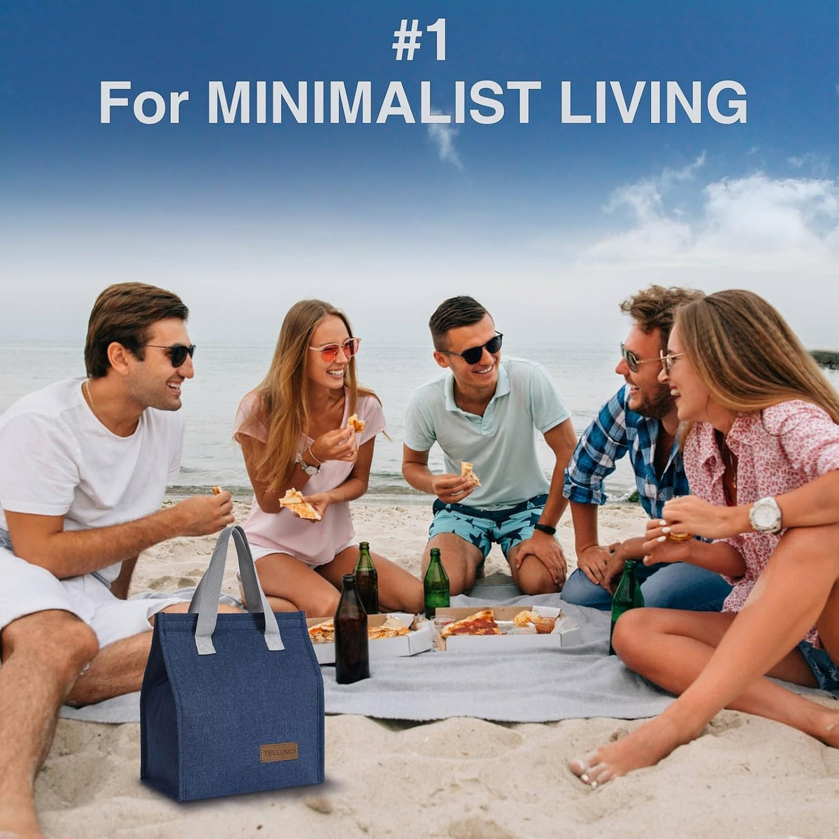 TELLUMO Insulated Lunch Bag for Men Women, Large Reusable Leakproof Lunch Box Container, Small Portable Thermal Snack Bag, Reusable Travel Office Work Beach Cooler Tote Bag for Adults, Grey