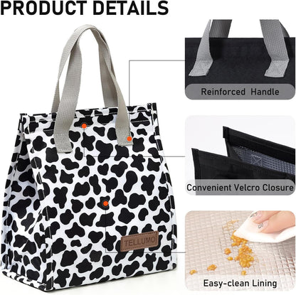 TELLUMO Insulated Lunch Bag for Men Women, Large Reusable Leakproof Lunch Box Container, Small Portable Thermal Snack Bag, Reusable Travel Office Work Beach Cooler Tote Bag for Adults, Grey