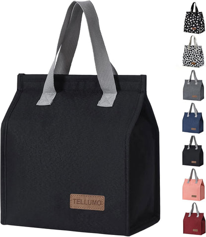 TELLUMO Insulated Lunch Bag for Men Women, Large Reusable Leakproof Lunch Box Container, Small Portable Thermal Snack Bag, Reusable Travel Office Work Beach Cooler Tote Bag for Adults, Grey