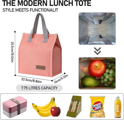 TELLUMO Insulated Lunch Bag for Men Women, Large Reusable Leakproof Lunch Box Container, Small Portable Thermal Snack Bag, Reusable Travel Office Work Beach Cooler Tote Bag for Adults, Grey