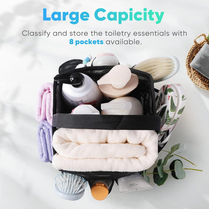 Mesh Shower Caddy Portable for College Dorm Room Essentials, Shower Caddy Dorm with 9-Pocket Large Capacity for Beach, Swimming, Gym, Camping, Travel essentials