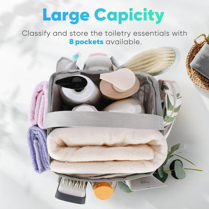 Mesh Shower Caddy Portable for College Dorm Room Essentials, Shower Caddy Dorm with 9-Pocket Large Capacity for Beach, Swimming, Gym, Camping, Travel essentials