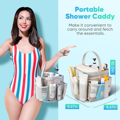Mesh Shower Caddy Portable for College Dorm Room Essentials, Shower Caddy Dorm with 9-Pocket Large Capacity for Beach, Swimming, Gym, Camping, Travel essentials