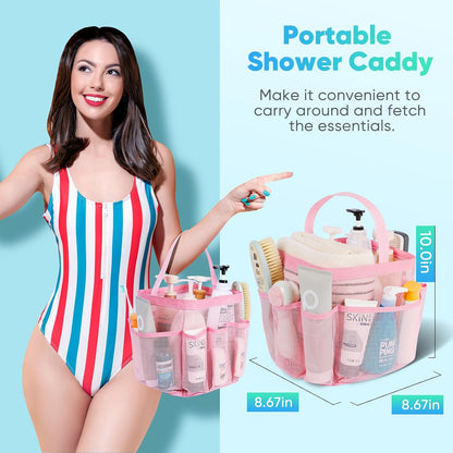 Mesh Shower Caddy Portable for College Dorm Room Essentials, Shower Caddy Dorm with 9-Pocket Large Capacity for Beach, Swimming, Gym, Camping, Travel essentials