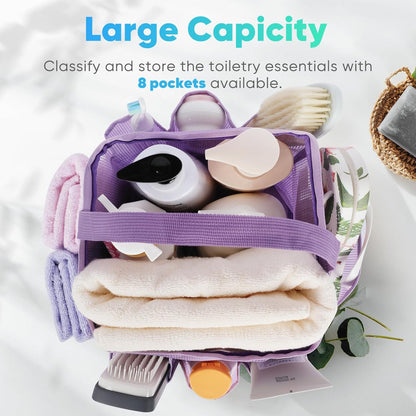 Mesh Shower Caddy Portable for College Dorm Room Essentials, Shower Caddy Dorm with 9-Pocket Large Capacity for Beach, Swimming, Gym, Camping, Travel essentials