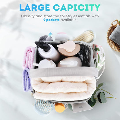 Mesh Shower Caddy Portable for College Dorm Room Essentials, Shower Caddy Dorm with 9-Pocket Large Capacity for Beach, Swimming, Gym, Camping, Travel essentials