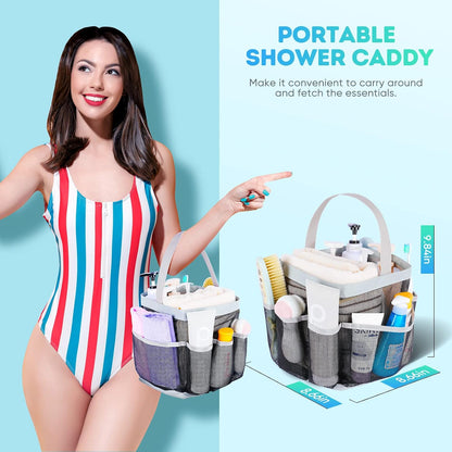 Mesh Shower Caddy Portable for College Dorm Room Essentials, Shower Caddy Dorm with 9-Pocket Large Capacity for Beach, Swimming, Gym, Camping, Travel essentials