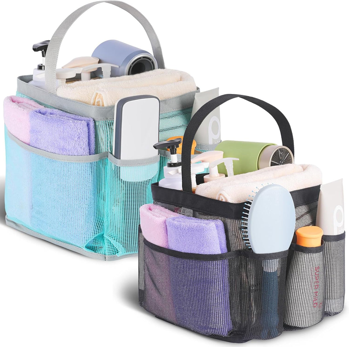 Mesh Shower Caddy Portable for College Dorm Room Essentials, Shower Caddy Dorm with 9-Pocket Large Capacity for Beach, Swimming, Gym, Camping, Travel essentials