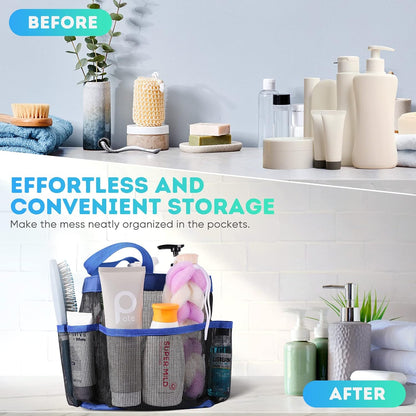 Mesh Shower Caddy Portable for College Dorm Room Essentials, Shower Caddy Dorm with 9-Pocket Large Capacity for Beach, Swimming, Gym, Camping, Travel essentials