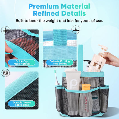 Mesh Shower Caddy Portable for College Dorm Room Essentials, Shower Caddy Dorm with 9-Pocket Large Capacity for Beach, Swimming, Gym, Camping, Travel essentials