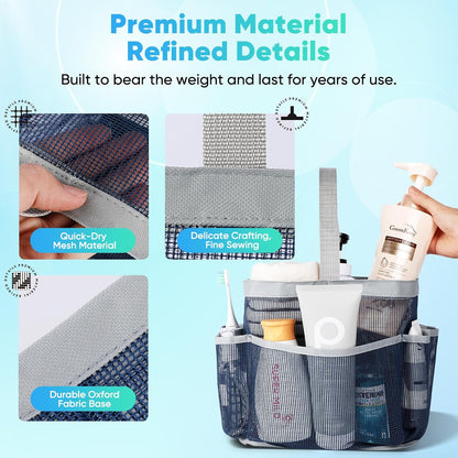 Mesh Shower Caddy Portable for College Dorm Room Essentials, Shower Caddy Dorm with 9-Pocket Large Capacity for Beach, Swimming, Gym, Camping, Travel essentials