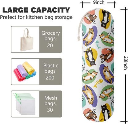 Funny You Me & The Dogs, Grocery Bags Holder Organizer For Shopping Bags, Wall Mount Plastic Bags Storage Container Dispensers, Gift For The Preferred Family And Friends