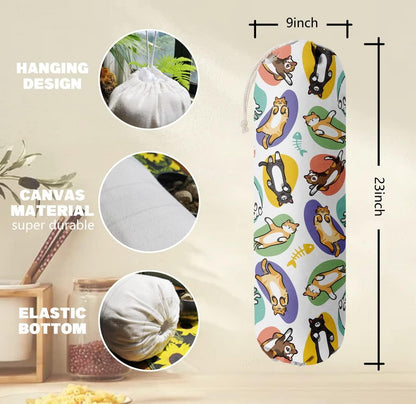 Funny You Me & The Dogs, Grocery Bags Holder Organizer For Shopping Bags, Wall Mount Plastic Bags Storage Container Dispensers, Gift For The Preferred Family And Friends