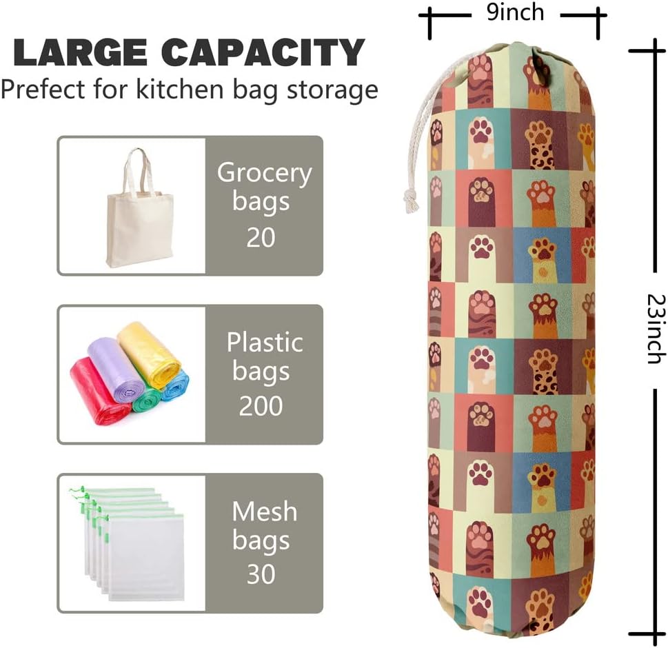 Funny You Me & The Dogs, Grocery Bags Holder Organizer For Shopping Bags, Wall Mount Plastic Bags Storage Container Dispensers, Gift For The Preferred Family And Friends
