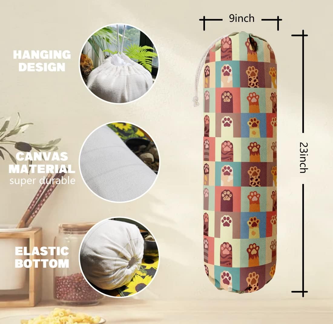 Funny You Me & The Dogs, Grocery Bags Holder Organizer For Shopping Bags, Wall Mount Plastic Bags Storage Container Dispensers, Gift For The Preferred Family And Friends
