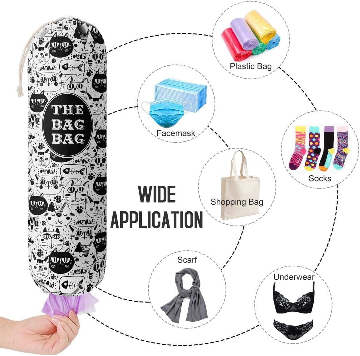 Funny You Me & The Dogs, Grocery Bags Holder Organizer For Shopping Bags, Wall Mount Plastic Bags Storage Container Dispensers, Gift For The Preferred Family And Friends