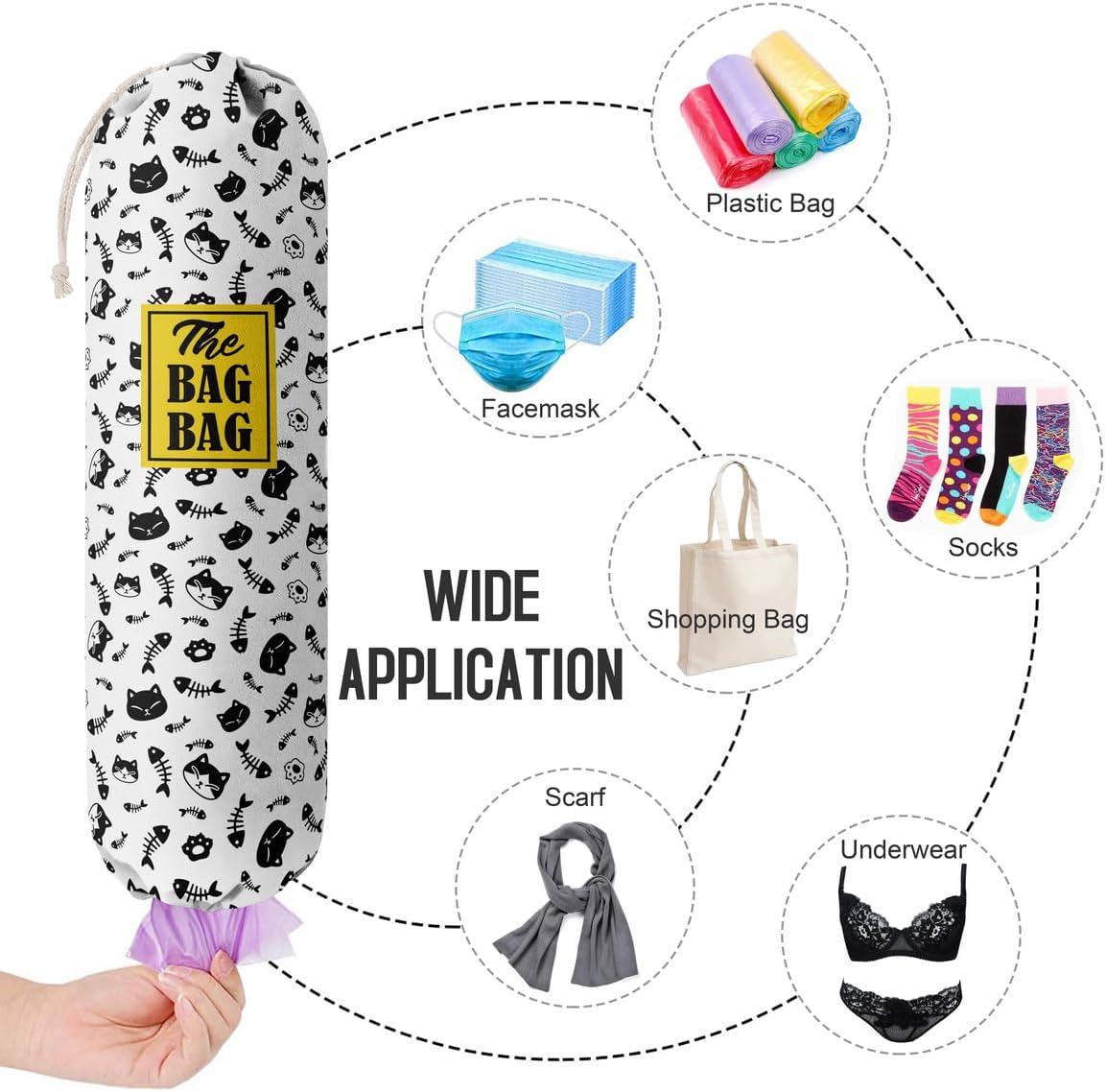 Funny You Me & The Dogs, Grocery Bags Holder Organizer For Shopping Bags, Wall Mount Plastic Bags Storage Container Dispensers, Gift For The Preferred Family And Friends
