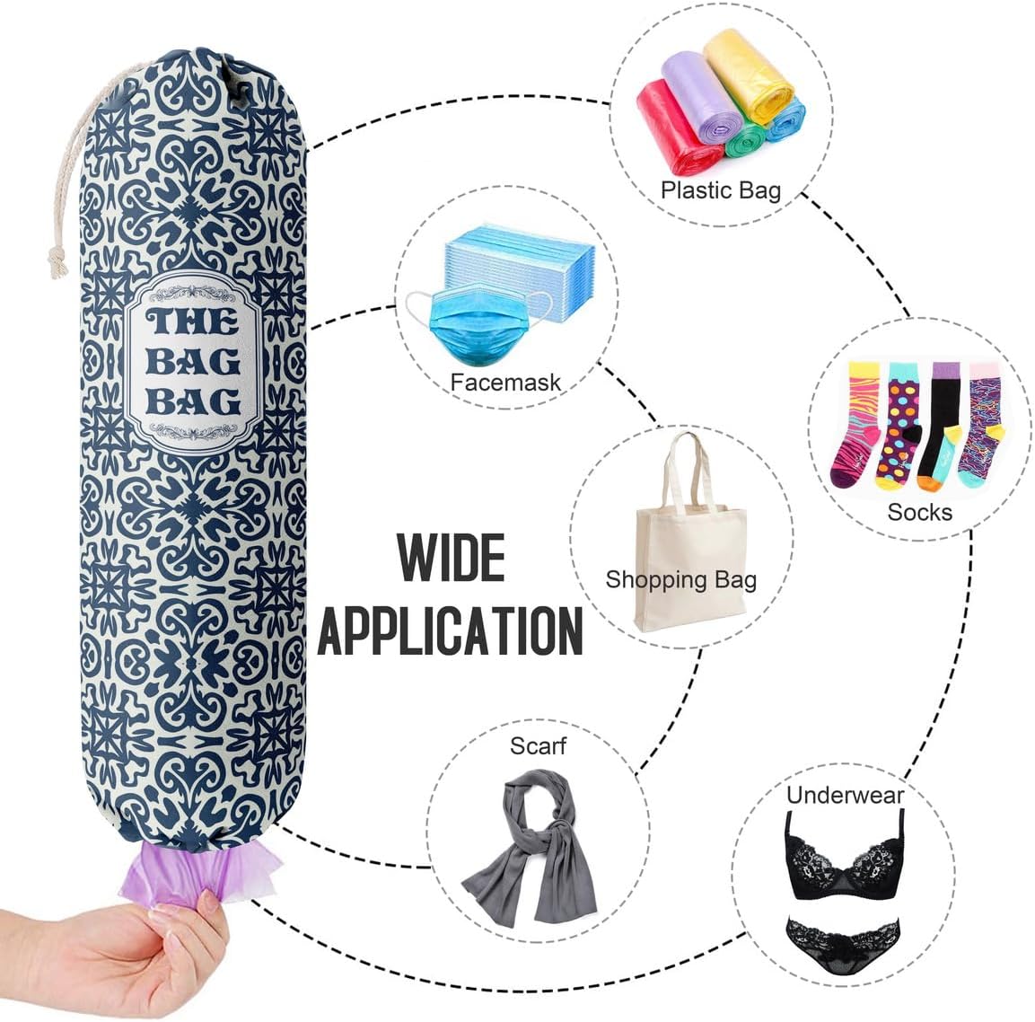 Funny You Me & The Dogs, Grocery Bags Holder Organizer For Shopping Bags, Wall Mount Plastic Bags Storage Container Dispensers, Gift For The Preferred Family And Friends