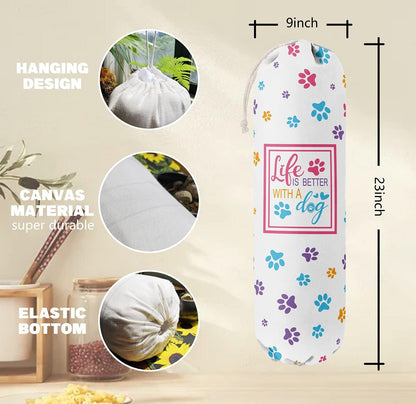 Funny You Me & The Dogs, Grocery Bags Holder Organizer For Shopping Bags, Wall Mount Plastic Bags Storage Container Dispensers, Gift For The Preferred Family And Friends