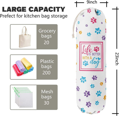 Funny You Me & The Dogs, Grocery Bags Holder Organizer For Shopping Bags, Wall Mount Plastic Bags Storage Container Dispensers, Gift For The Preferred Family And Friends