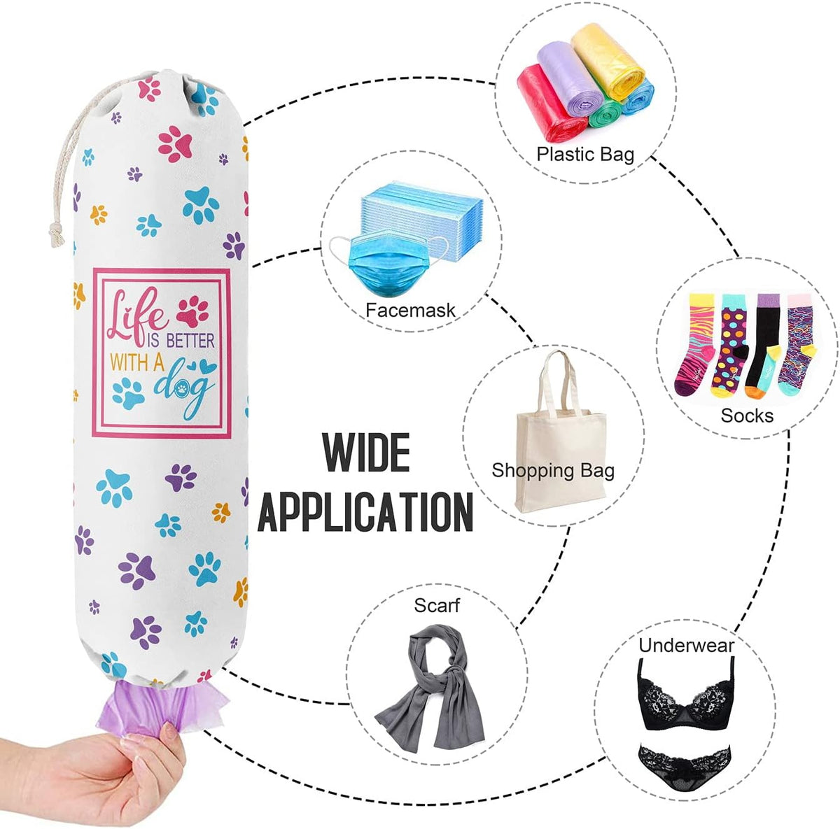 Funny You Me & The Dogs, Grocery Bags Holder Organizer For Shopping Bags, Wall Mount Plastic Bags Storage Container Dispensers, Gift For The Preferred Family And Friends