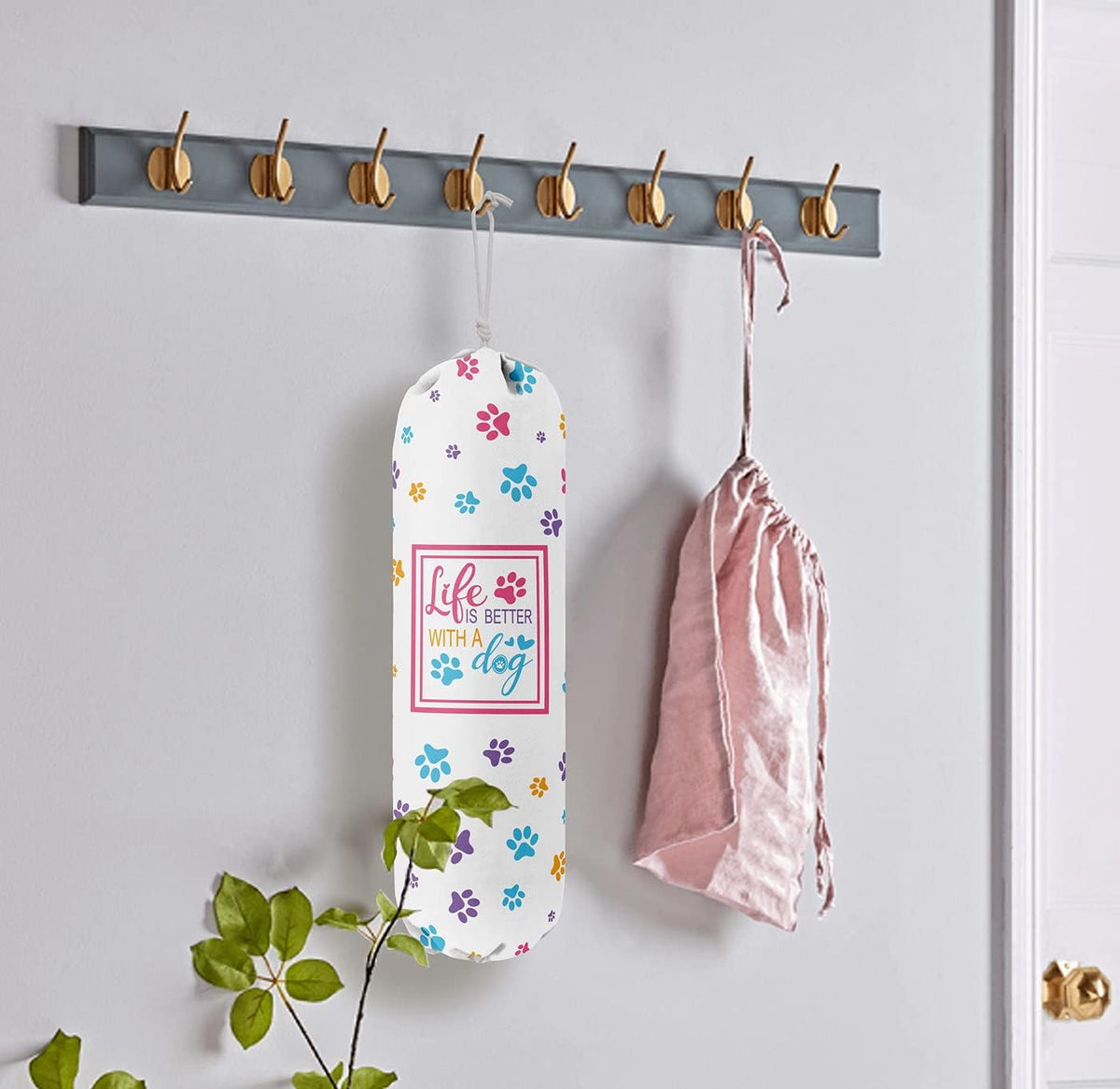 Funny You Me & The Dogs, Grocery Bags Holder Organizer For Shopping Bags, Wall Mount Plastic Bags Storage Container Dispensers, Gift For The Preferred Family And Friends