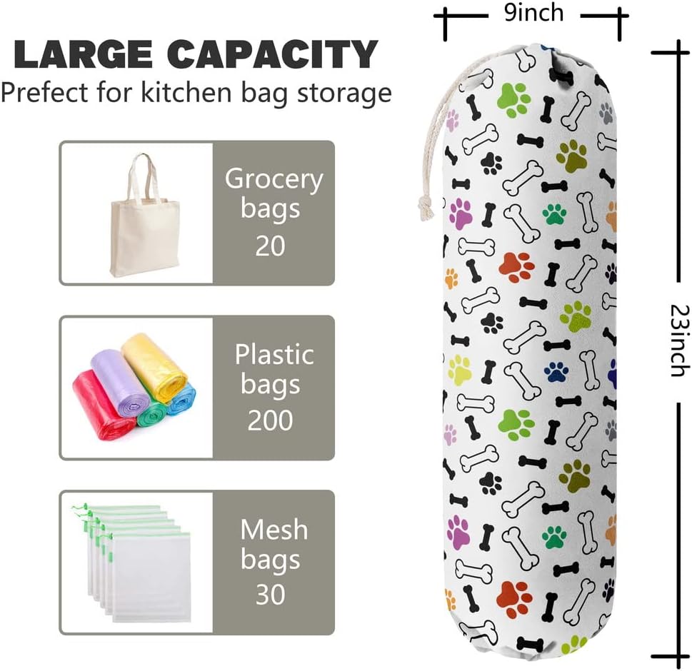 Funny You Me & The Dogs, Grocery Bags Holder Organizer For Shopping Bags, Wall Mount Plastic Bags Storage Container Dispensers, Gift For The Preferred Family And Friends