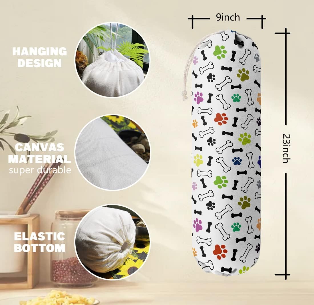 Funny You Me & The Dogs, Grocery Bags Holder Organizer For Shopping Bags, Wall Mount Plastic Bags Storage Container Dispensers, Gift For The Preferred Family And Friends