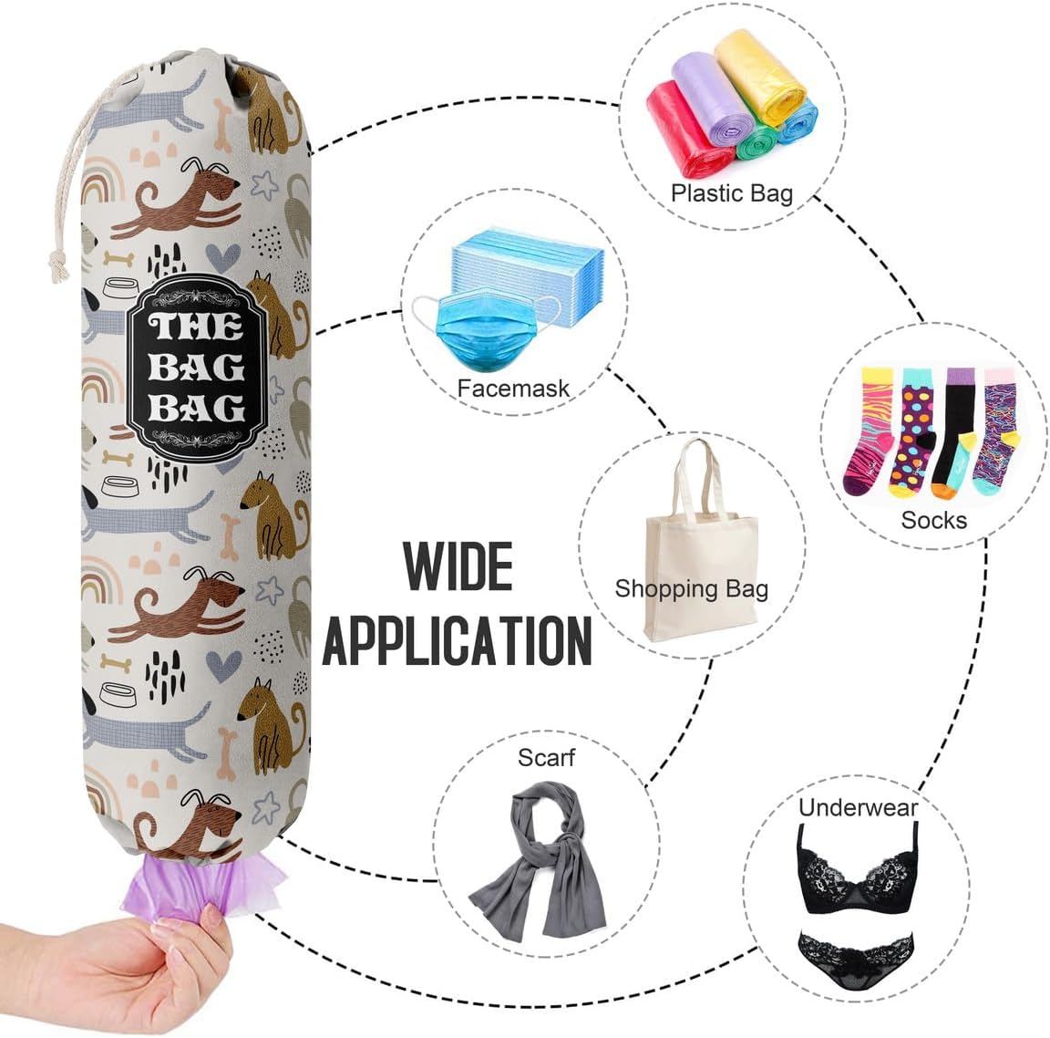 Funny You Me & The Dogs, Grocery Bags Holder Organizer For Shopping Bags, Wall Mount Plastic Bags Storage Container Dispensers, Gift For The Preferred Family And Friends