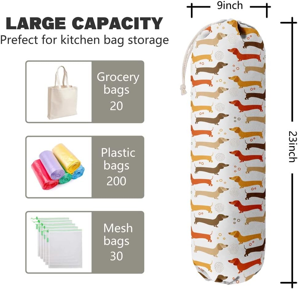 Funny You Me & The Dogs, Grocery Bags Holder Organizer For Shopping Bags, Wall Mount Plastic Bags Storage Container Dispensers, Gift For The Preferred Family And Friends