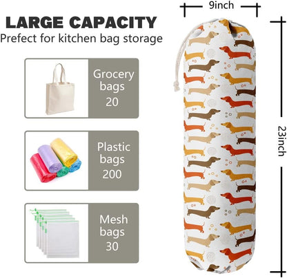 Funny You Me & The Dogs, Grocery Bags Holder Organizer For Shopping Bags, Wall Mount Plastic Bags Storage Container Dispensers, Gift For The Preferred Family And Friends