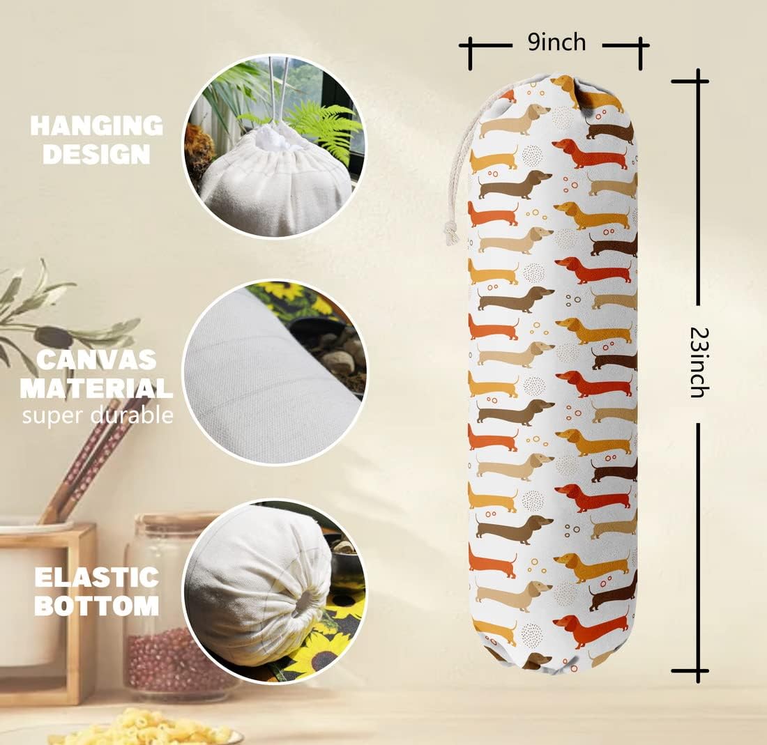 Funny You Me & The Dogs, Grocery Bags Holder Organizer For Shopping Bags, Wall Mount Plastic Bags Storage Container Dispensers, Gift For The Preferred Family And Friends