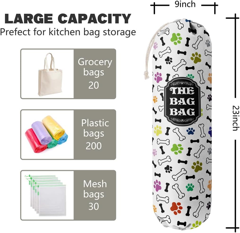 Funny You Me & The Dogs, Grocery Bags Holder Organizer For Shopping Bags, Wall Mount Plastic Bags Storage Container Dispensers, Gift For The Preferred Family And Friends