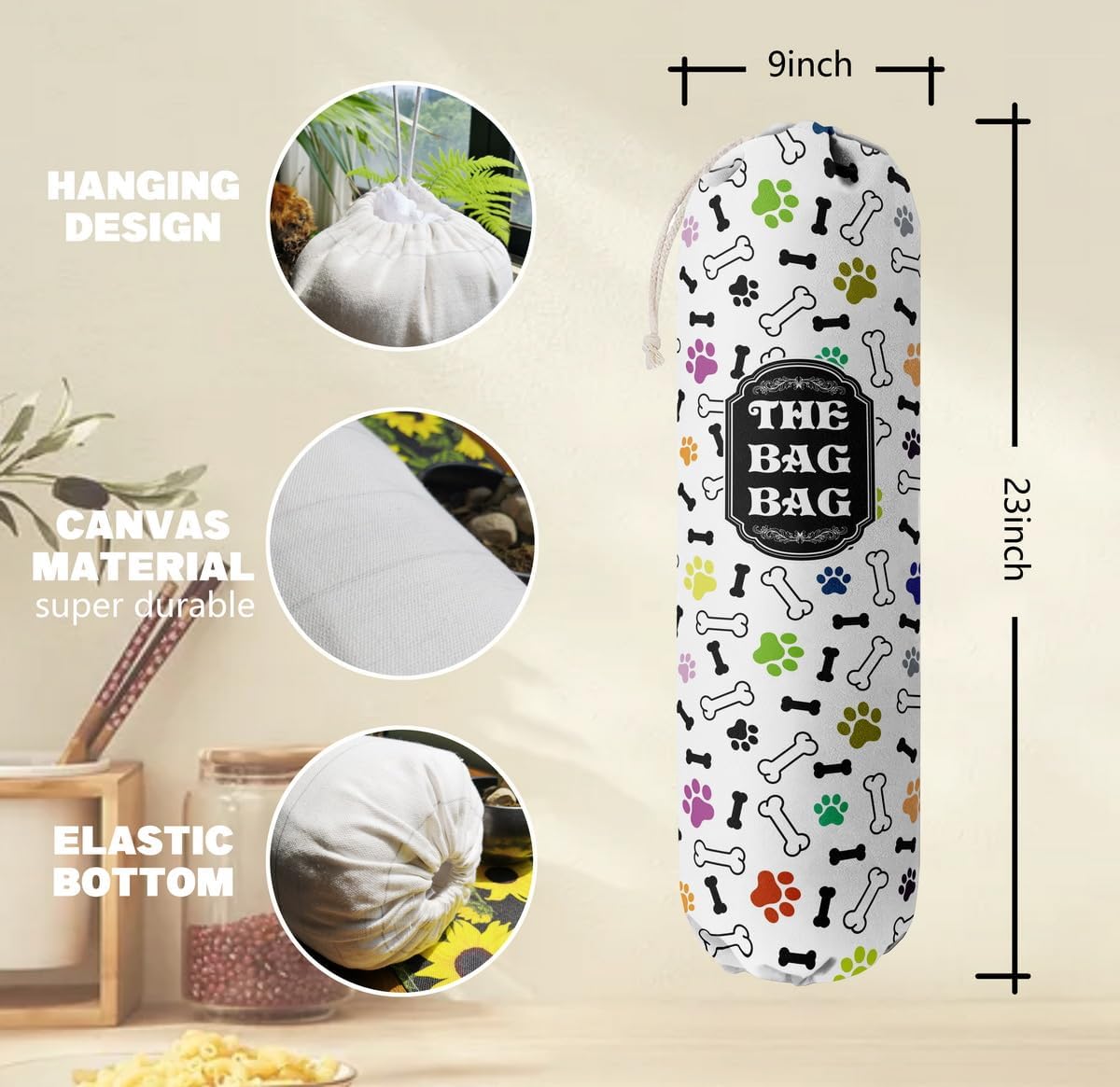 Funny You Me & The Dogs, Grocery Bags Holder Organizer For Shopping Bags, Wall Mount Plastic Bags Storage Container Dispensers, Gift For The Preferred Family And Friends