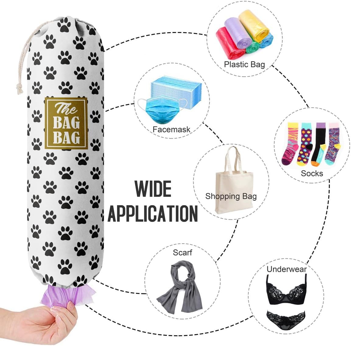 Funny You Me & The Dogs, Grocery Bags Holder Organizer For Shopping Bags, Wall Mount Plastic Bags Storage Container Dispensers, Gift For The Preferred Family And Friends