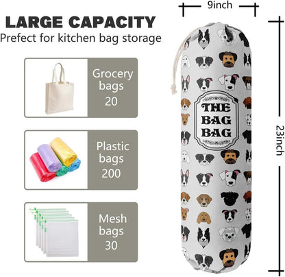 Funny You Me & The Dogs, Grocery Bags Holder Organizer For Shopping Bags, Wall Mount Plastic Bags Storage Container Dispensers, Gift For The Preferred Family And Friends
