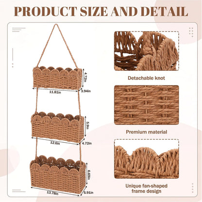 over The Door Hanging Basket, 3-tier, Diaper Caddy, Light Brown