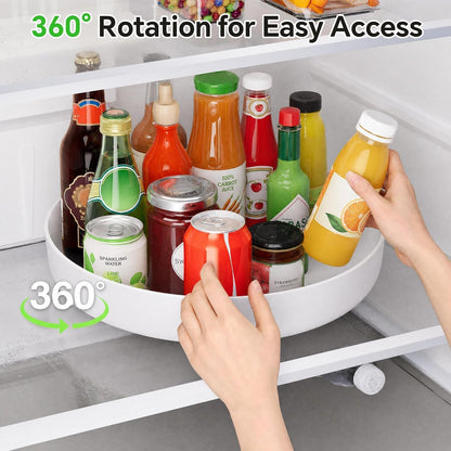 Lazy Susan for Refrigerator, 11.8" White Lazy Susan Spice Rack | 360° Rotating, Non-Slip Base, 2in Raised Edge, for Kitchen, Pantry & Refrigerator