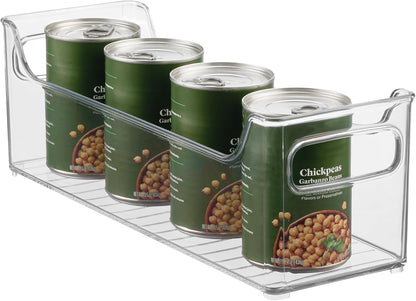 Stackable Plastic Pantry Bin with Handles, Set of 2, Clear | For Cabinets or Fridge, Made in USA