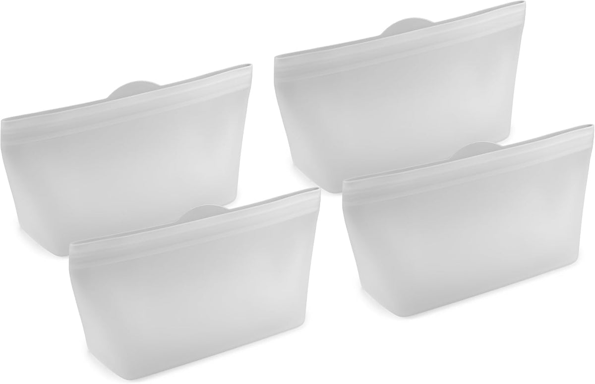 Reusable Sandwich Bags - Set of 6 Pool Blue Silicone Freezer Bags, Airtight Leak Resistant Reusable Zip Bags for Kitchen Home Food Prep, Microwave & Sous Vide Safe