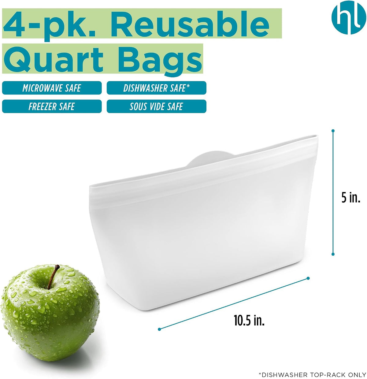 Reusable Sandwich Bags - Set of 6 Pool Blue Silicone Freezer Bags, Airtight Leak Resistant Reusable Zip Bags for Kitchen Home Food Prep, Microwave & Sous Vide Safe