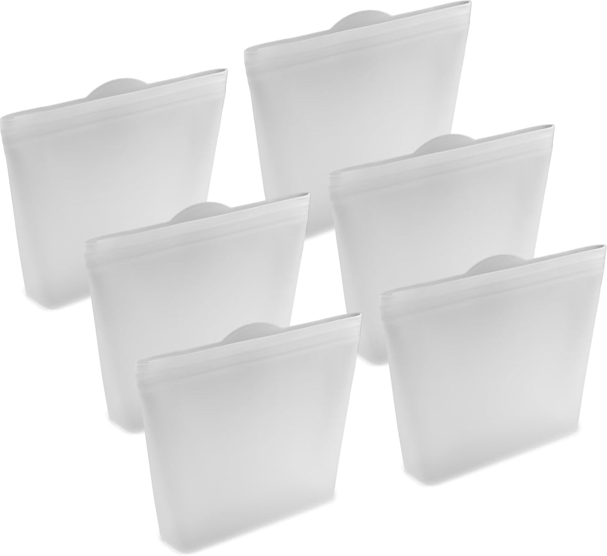 Reusable Sandwich Bags - Set of 6 Pool Blue Silicone Freezer Bags, Airtight Leak Resistant Reusable Zip Bags for Kitchen Home Food Prep, Microwave & Sous Vide Safe