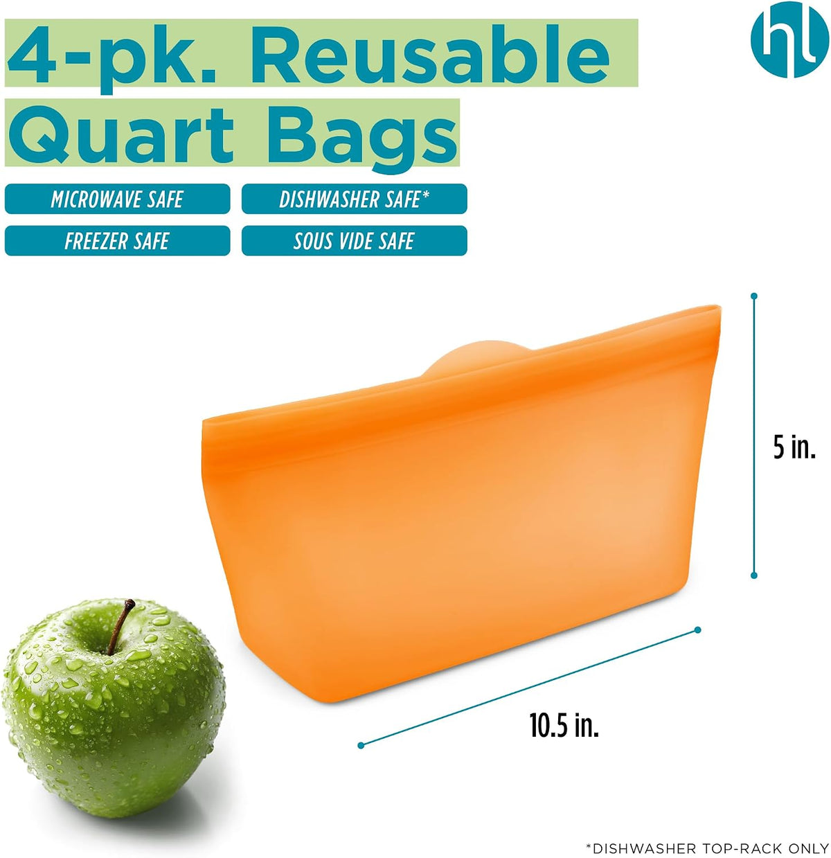 Reusable Sandwich Bags - Set of 6 Pool Blue Silicone Freezer Bags, Airtight Leak Resistant Reusable Zip Bags for Kitchen Home Food Prep, Microwave & Sous Vide Safe