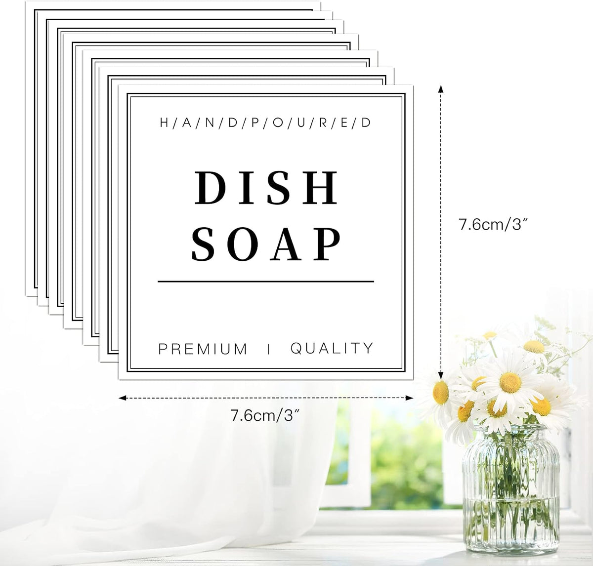 12 PCS Waterproof Glass/Plastic Bottle Labels - Farmhouse Bathroom/Kitchen Hand Soap Dispenser Label Stickers, Removable Cleaning Labels for Lotion, Shampoo and Conditioner