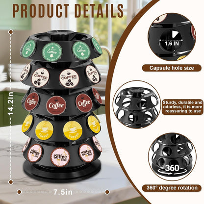 K Cup Holder, Coffee Pod Storage Carousel Holder Organizer Compatible with 40 Keurig K-Cup Pods, Home or Office Kitchen Counter Organizer