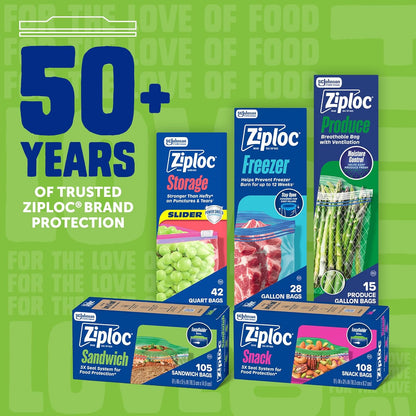 Ziploc Sandwich and Snack Bags with EasyGuide Texture, Plastic Storage Bags with Grip 'n Seal Technology, 270 Bags Total