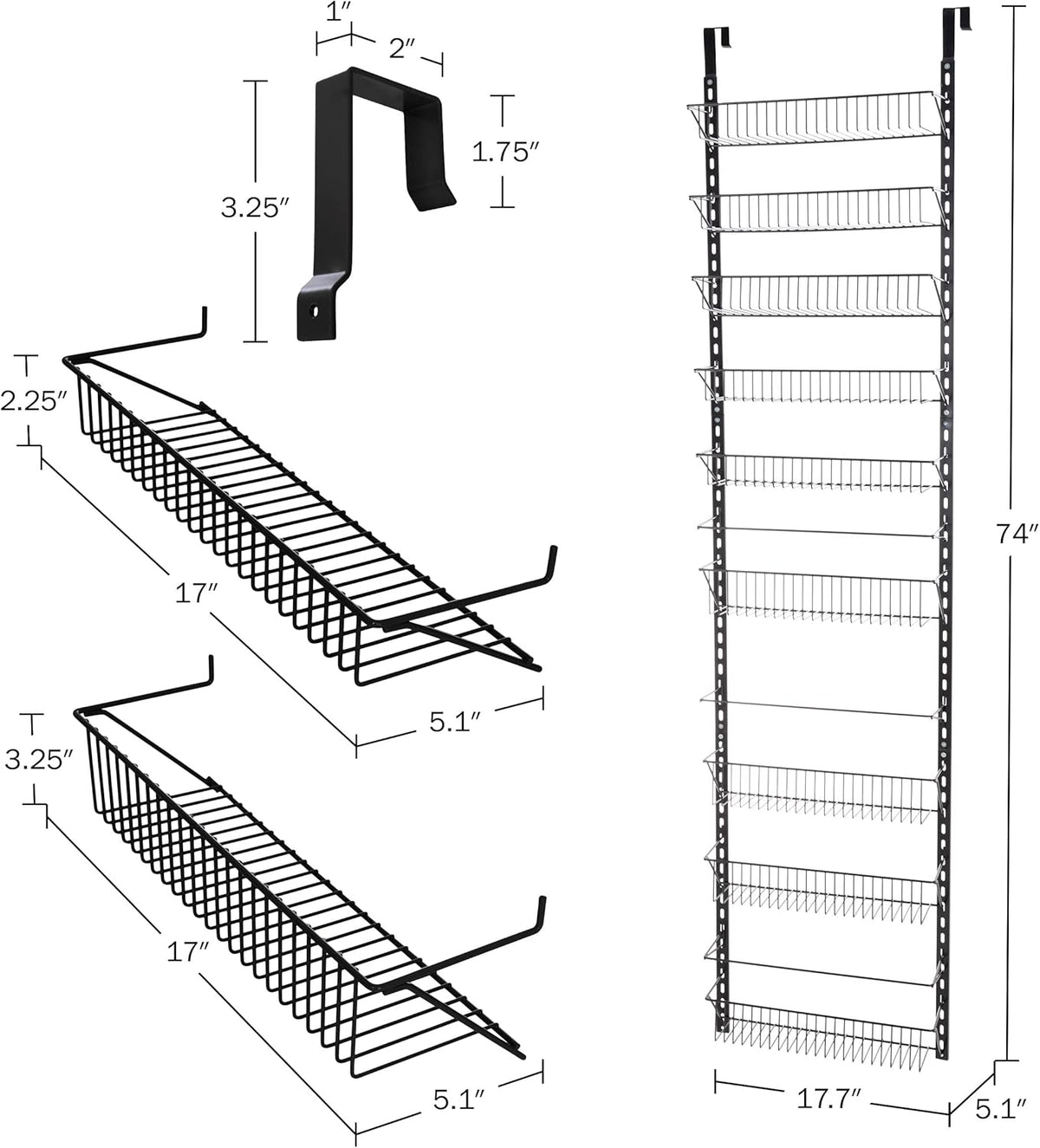 Home-Complete Pantry Over The Door Spice and Jar Rack Organizer - Great Storage Space for Cabinets and Kitchen - Wall Mounted 8 Tier Shelves