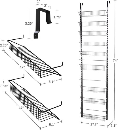 Home-Complete Pantry Over The Door Spice and Jar Rack Organizer - Great Storage Space for Cabinets and Kitchen - Wall Mounted 8 Tier Shelves