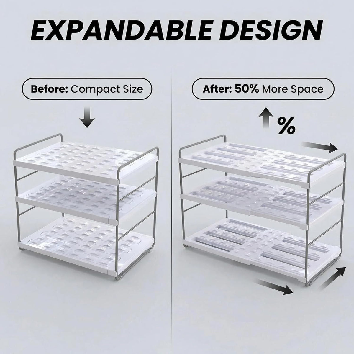 YAN & HIN Expandable Water Bottle Organizer for Cabinet, 3 Tier Tumbler Organizer, Adjustable Bottle Holder, Kitchen Pantry Storage Rack